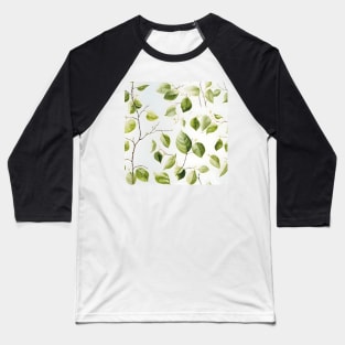 Green Leaves Pattern 5 Baseball T-Shirt